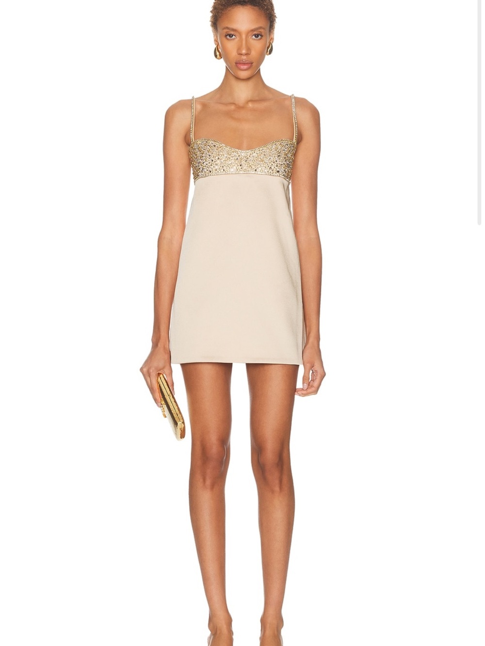 Gold-Embellished Satin Slip Dress - Women's - Picture 2 of 2